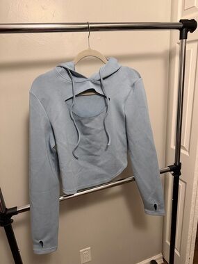 BuffBunny Light Blue Cutout Cropped Hoodie